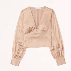 Abercrombie & Fitch NWT Champagne Satin Long Sleeve Blouse Size Medium